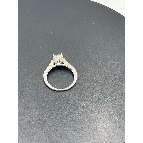 925 Sterling Silver Cathedral Solitaire Ring 7mm Round CZ Pavé Accents Size 8 - Picture 9 of 15